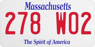 MA license plate 278WO2