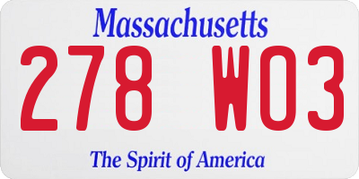 MA license plate 278WO3