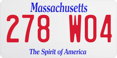 MA license plate 278WO4