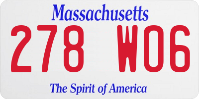 MA license plate 278WO6