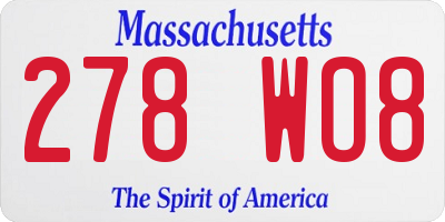 MA license plate 278WO8