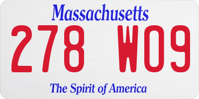 MA license plate 278WO9