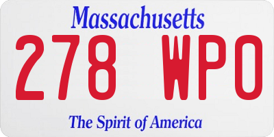 MA license plate 278WP0