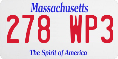 MA license plate 278WP3