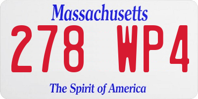 MA license plate 278WP4