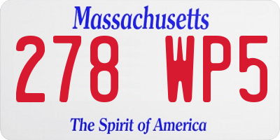 MA license plate 278WP5