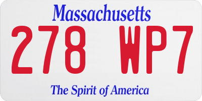 MA license plate 278WP7
