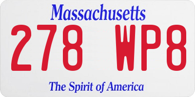 MA license plate 278WP8