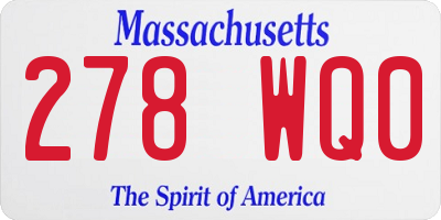 MA license plate 278WQ0