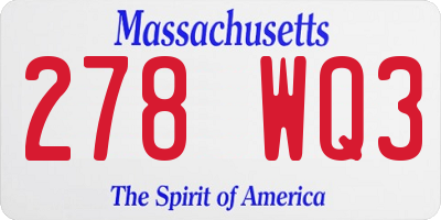 MA license plate 278WQ3
