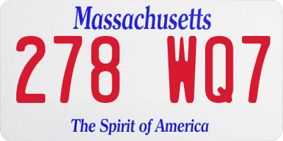 MA license plate 278WQ7
