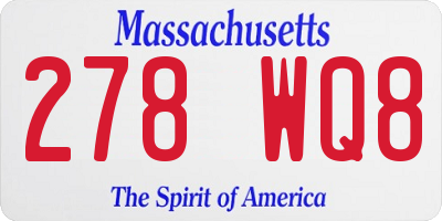 MA license plate 278WQ8