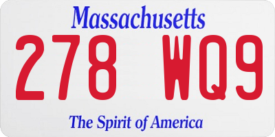 MA license plate 278WQ9