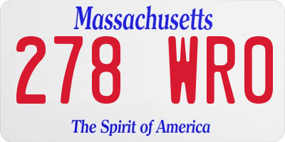 MA license plate 278WR0