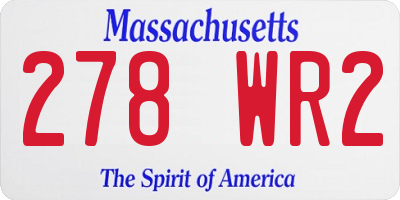 MA license plate 278WR2