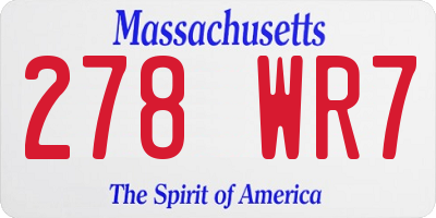 MA license plate 278WR7
