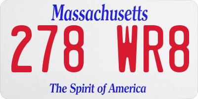 MA license plate 278WR8