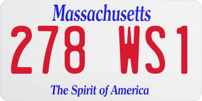 MA license plate 278WS1