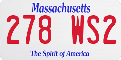 MA license plate 278WS2