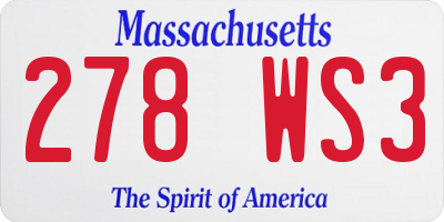 MA license plate 278WS3