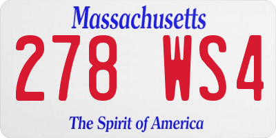 MA license plate 278WS4