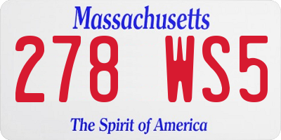MA license plate 278WS5