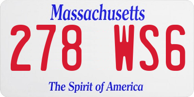 MA license plate 278WS6