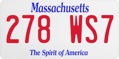 MA license plate 278WS7