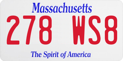 MA license plate 278WS8