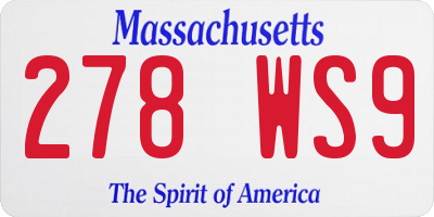 MA license plate 278WS9