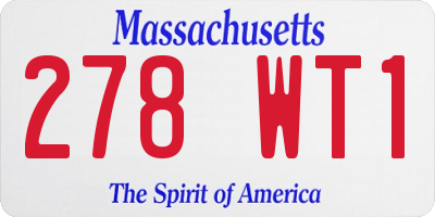 MA license plate 278WT1