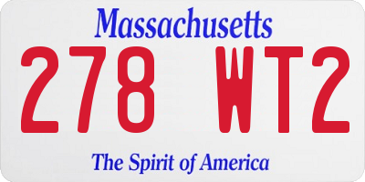 MA license plate 278WT2