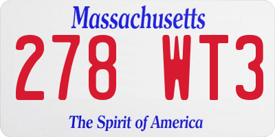 MA license plate 278WT3