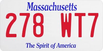 MA license plate 278WT7