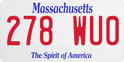 MA license plate 278WU0