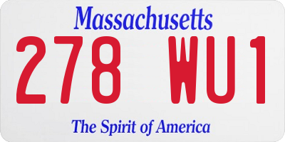 MA license plate 278WU1