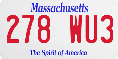 MA license plate 278WU3
