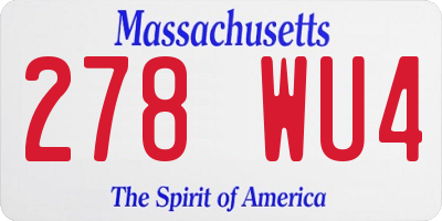 MA license plate 278WU4