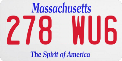 MA license plate 278WU6
