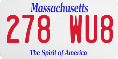 MA license plate 278WU8