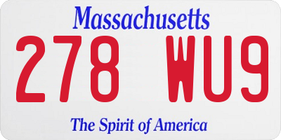 MA license plate 278WU9