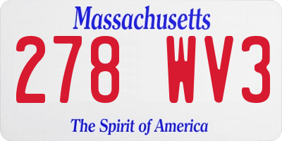MA license plate 278WV3