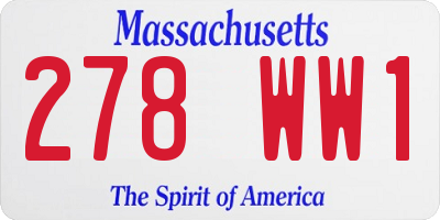 MA license plate 278WW1