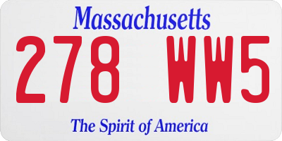 MA license plate 278WW5
