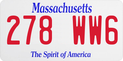 MA license plate 278WW6