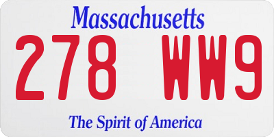 MA license plate 278WW9