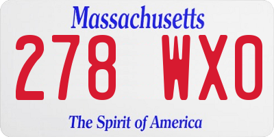 MA license plate 278WX0
