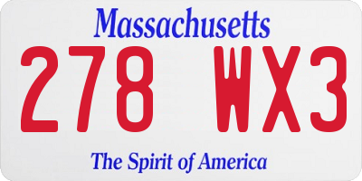 MA license plate 278WX3