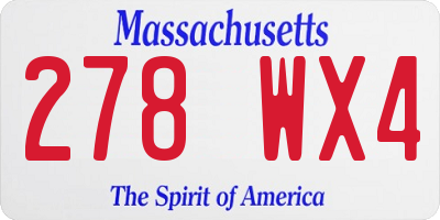 MA license plate 278WX4