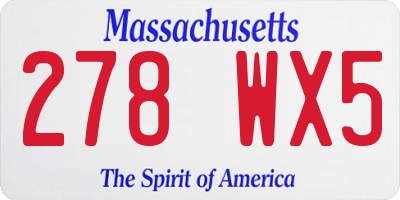 MA license plate 278WX5